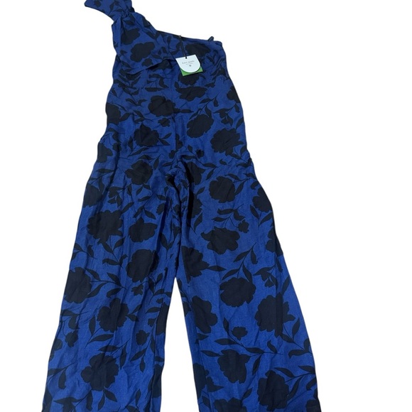 Kate Spade Blue and Black Floral One-Shoulder Jumpsuit - Picture 3 of 6